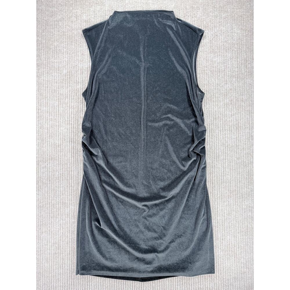 A New Day Black Velvet Ruched Sleeveless Mock Neck Mini Dress Size XXL EUC - Picture 3 of 9